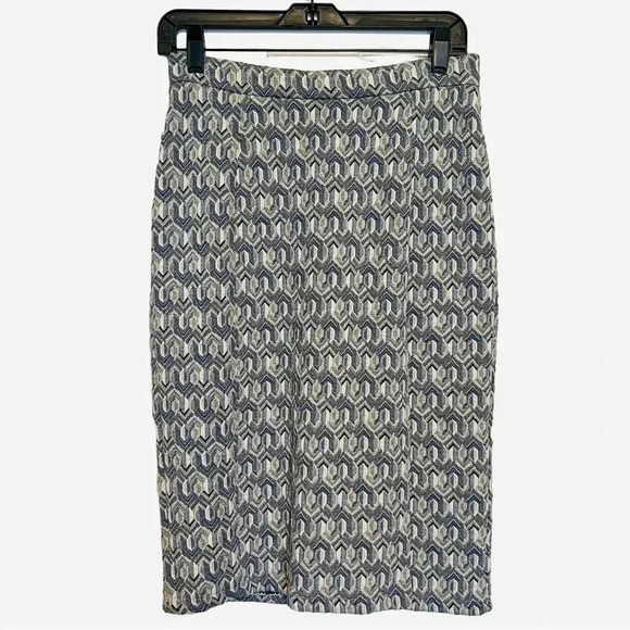 Maeve Anthropologie Emmy Textured Pencil Skirt Women’s S -Blue Geometric Motif - Picture 6 of 13